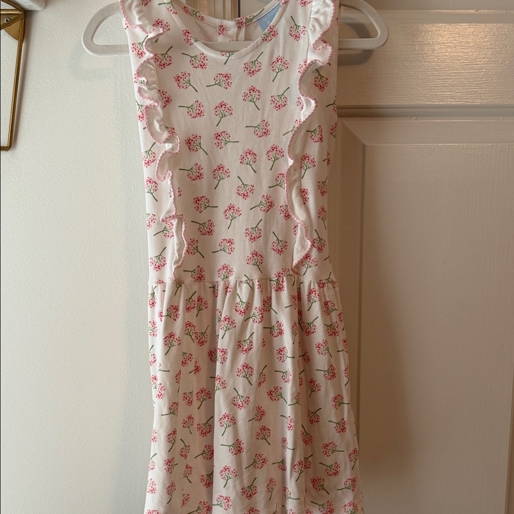 Bella Bliss Floral Ruffle Dress - Pink And White